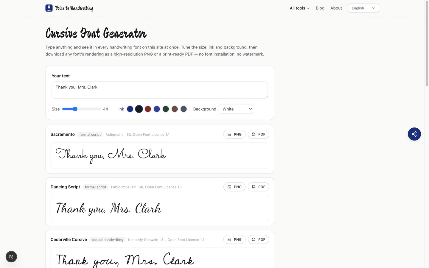 Best free cursive fonts: 13 open-source picks, previewed with your own words
