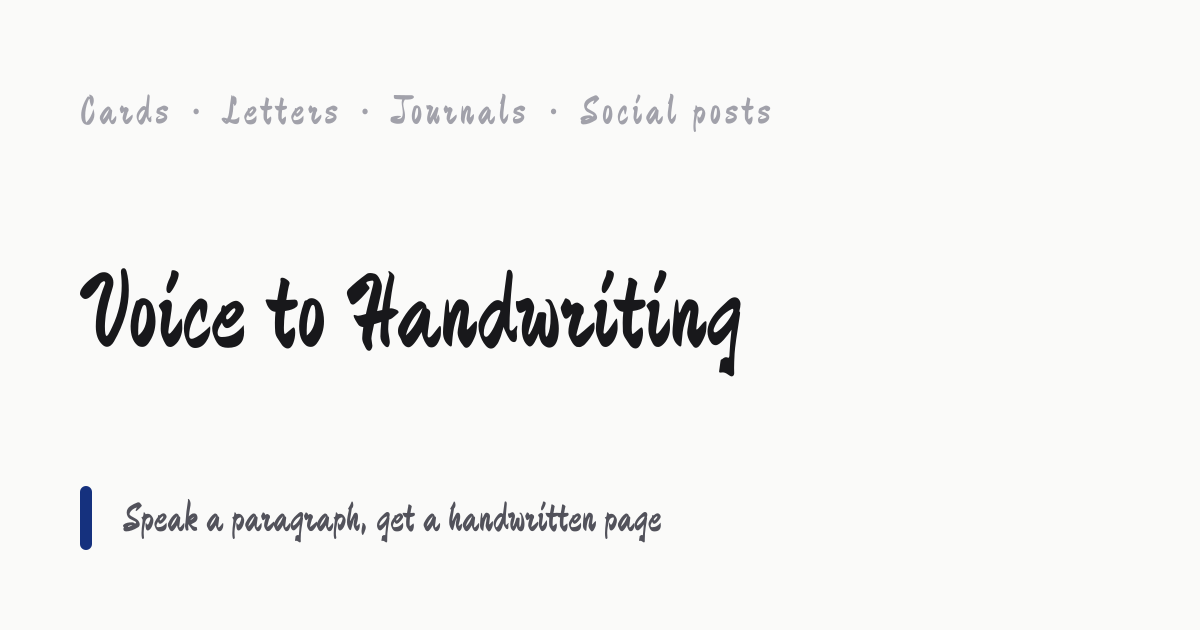 Handwriting Generator — og:image declared by voicetohandwriting.online